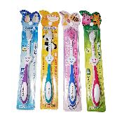 Lki panda Kids' Smile Toothbrush 4 pcs per pack (1 blue, 1 cobalt, 1 pink, 1 purple)
