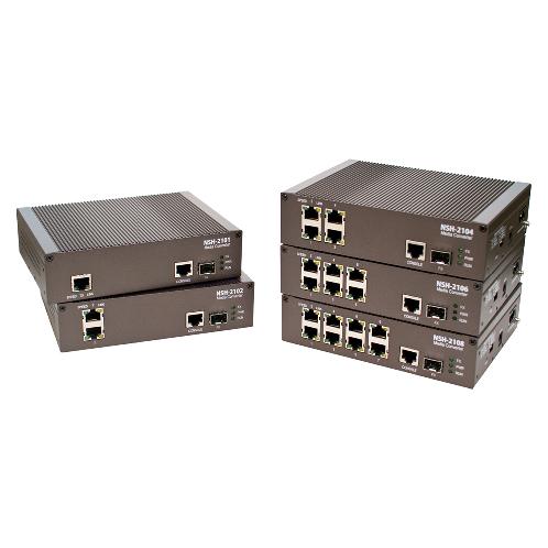 NSH-2108 converts from UTP to optic signal and connect remote networks