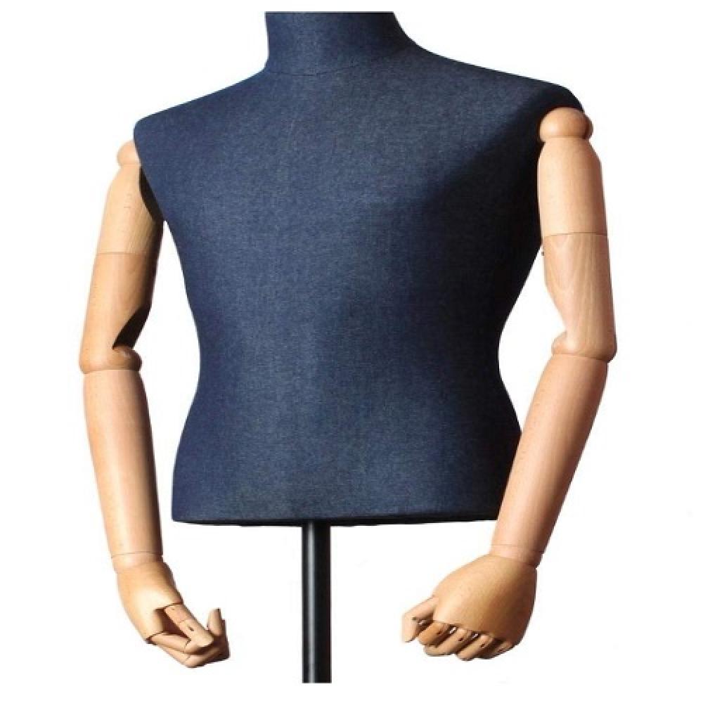 BOLD Male Torso Mannequin Stand  w/ Wooden Arms & Steel Tripod