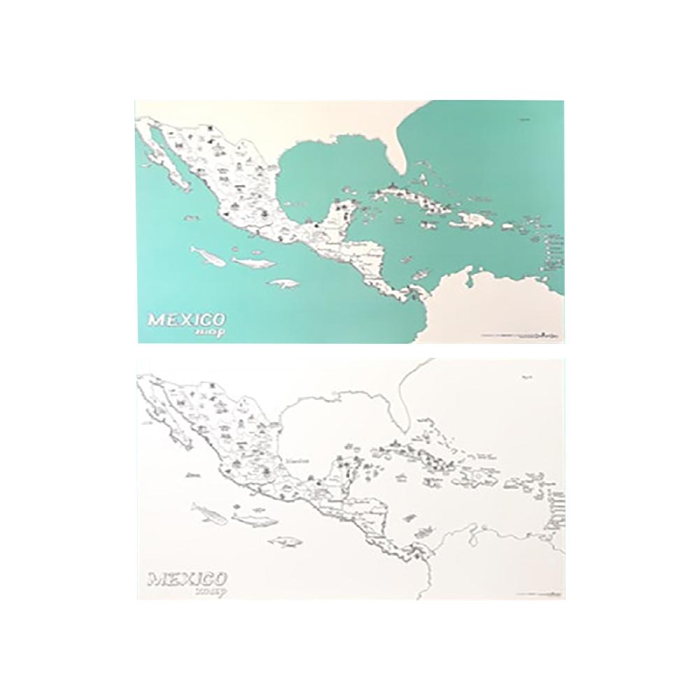 Dream Sky Nation-Map Decorative Coloring Painting DIY Paper Continent Map - Mexico