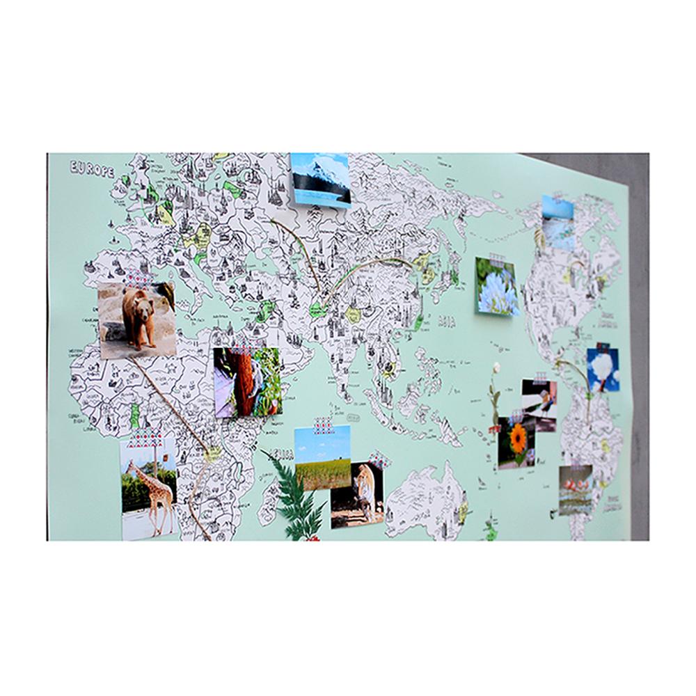 Dream Sky D-MAP Decorative Coloring Painting DIY Paper World Map - Emerald GREEN