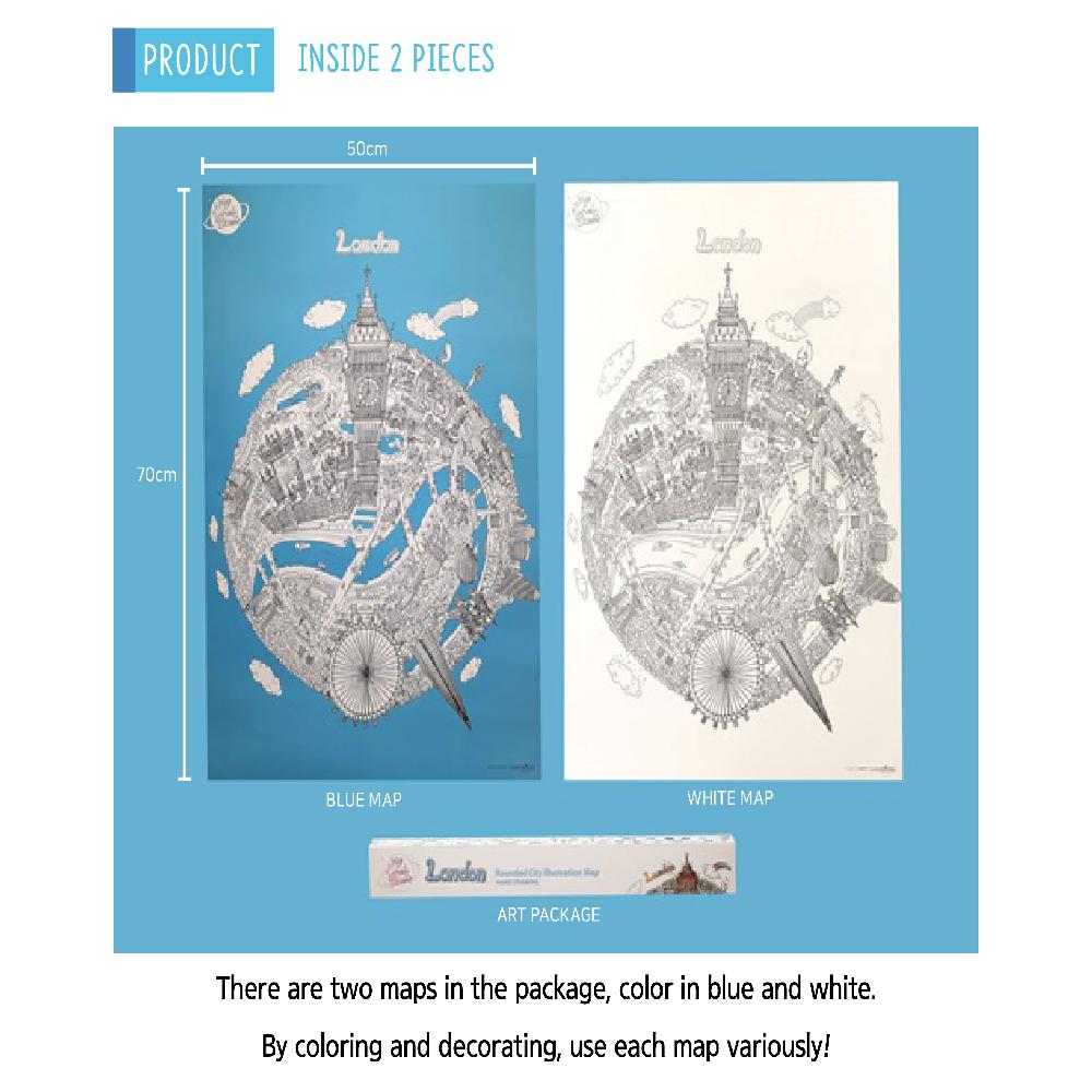 Dream Sky Lovely-Map Decorative Coloring Painting DIY Paper City Map - London