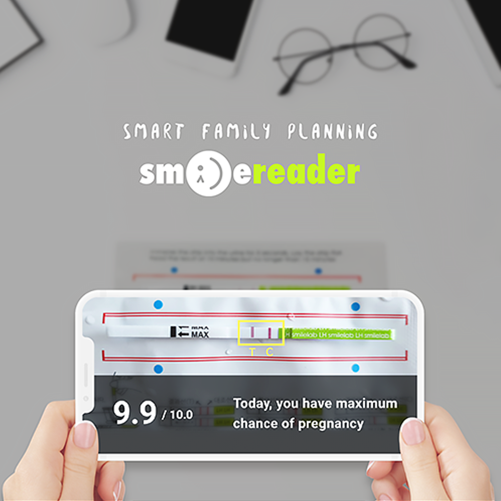 Smilereader app that can be used together with ovulation and pregnancy test kit