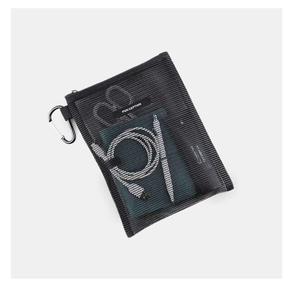 Men Travel Kit Mesh Toiletry Pouch Supplier | PER:CEPTION (PERCEPTION) - Karabiner Pouch
