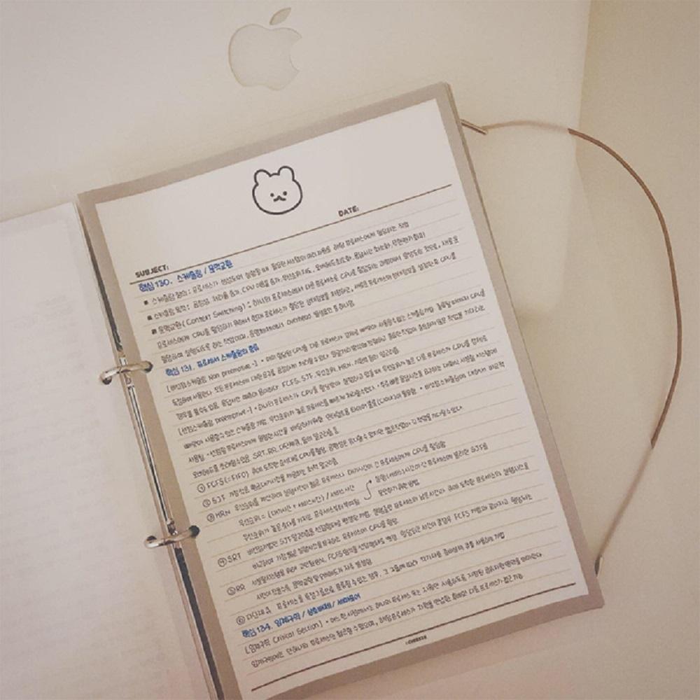 Half line note with a siot bear without bond and detachable per page (Pink)