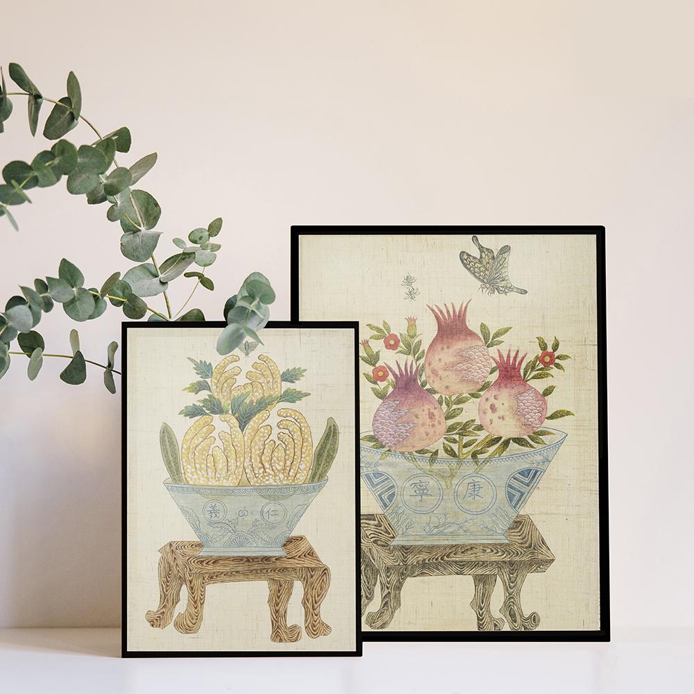 Korean Folk Art Frameless Art Print, minhwa drawing Korean art poster for home deco_'Gimyeongsogwado