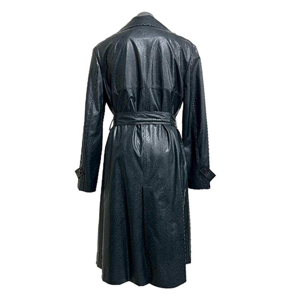 Single-breasted Trench Coat (FAKE LEATHER OPEN COLLAR BBY)