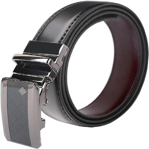 LineFit Men's Leather Belt_Casual Dress Classic Jean Adjustable Automatic Stretch Buckle N02 (Sizes