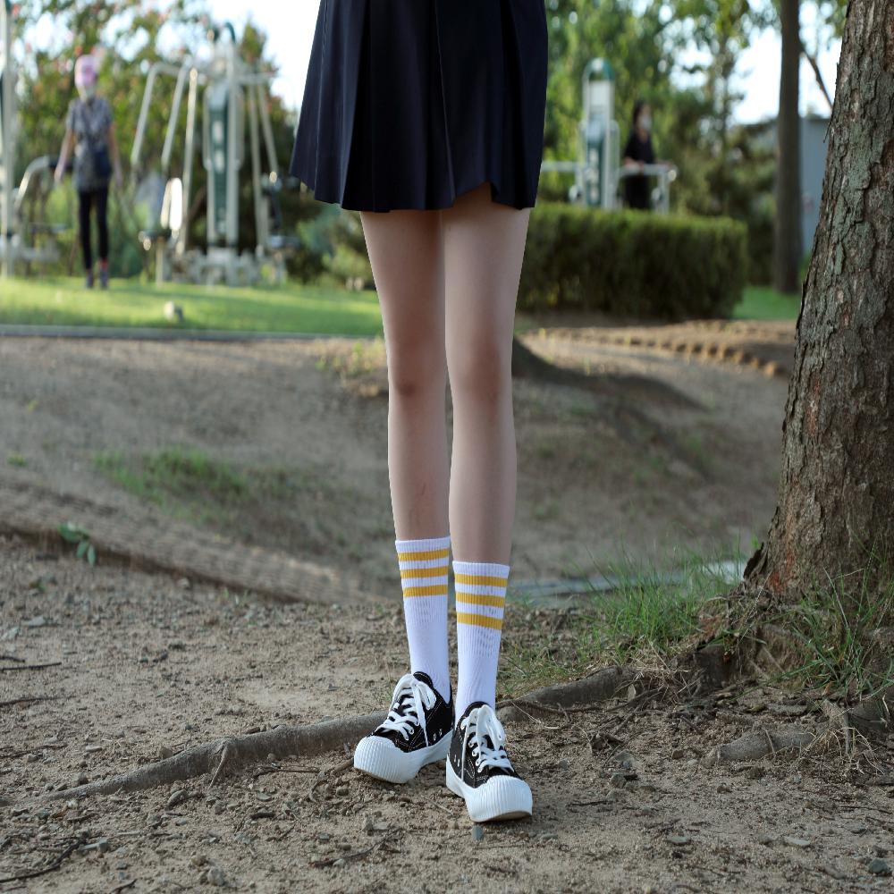 5-Color 3-Stripe Cotton Athletic Socks