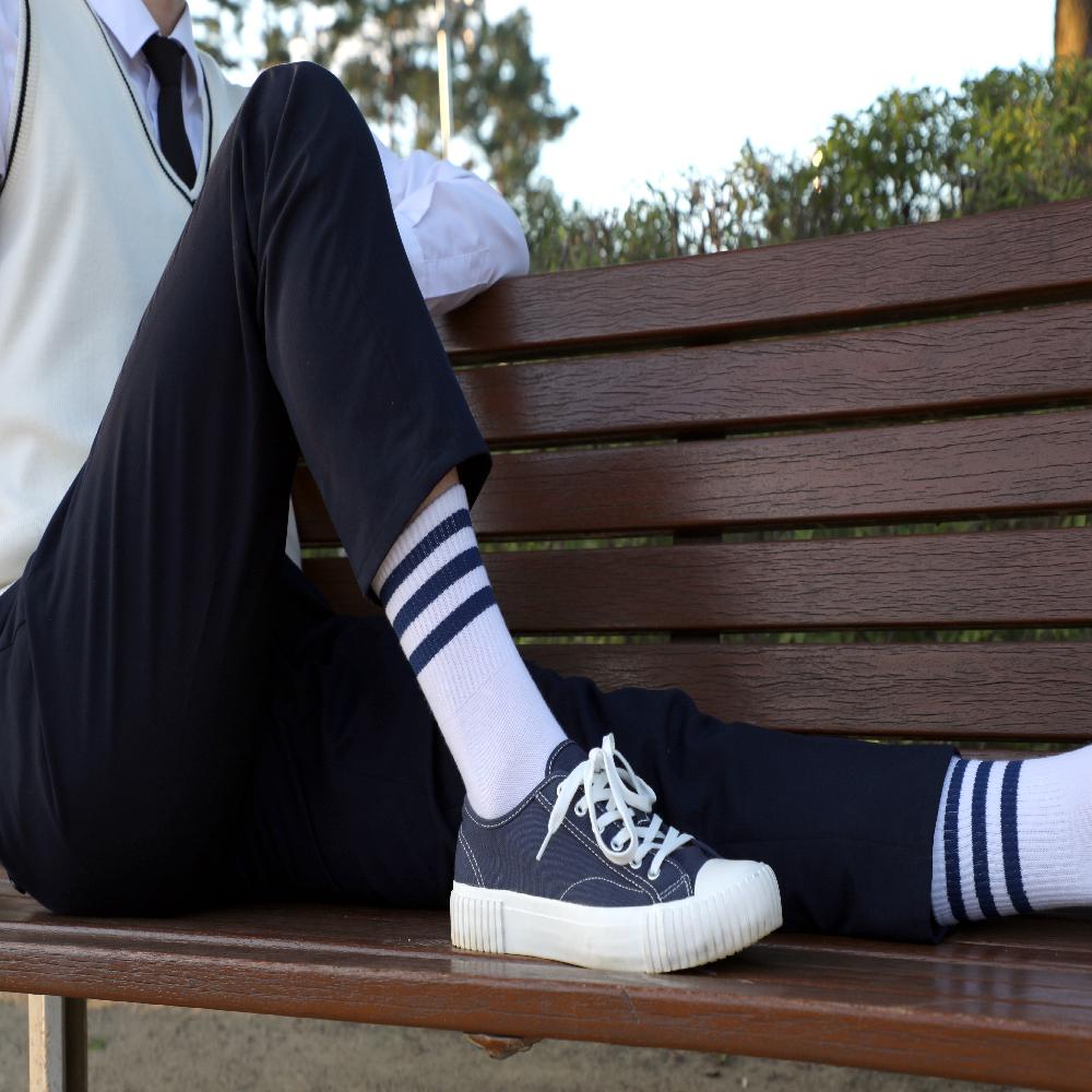 5-Color 3-Stripe Cotton Athletic Socks