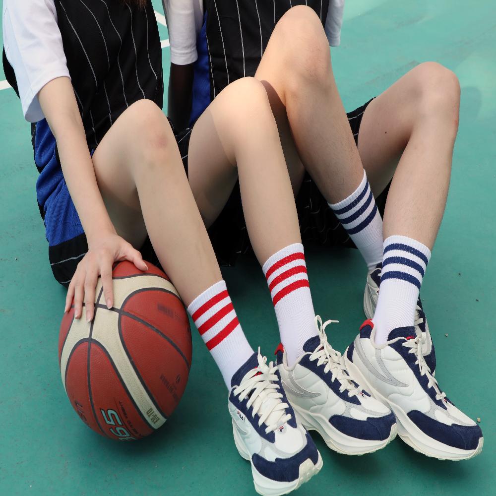 5-Color 3-Stripe Cotton Athletic Socks