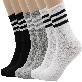 full image 3 Color 3 Stripe Cotton Athletic Socks