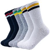 [MK SOCKS] Cotton 3-color  (2 black + 2 white + 2 grey) 2-Sttripe Athletic Sports Socks