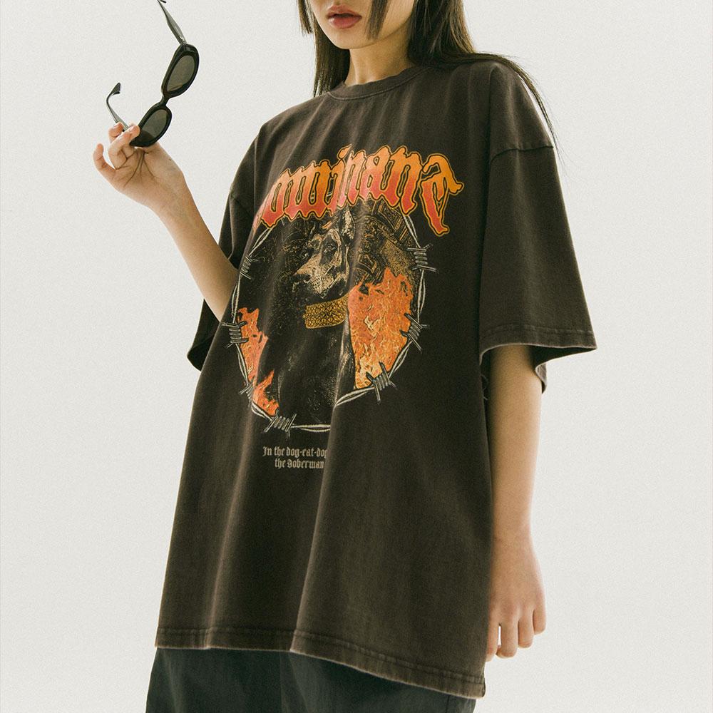 VINTAGE WASHING DOBERMAN T-shirts BLACK