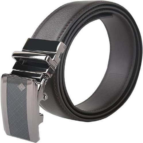 LineFit Men's Leather Belt_Casual Dress Classic Jean Adjustable Automatic Stretch Buckle N02 (Sizes