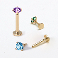 detail image4 GOLD CZ 4PRONG HEAD / HEART INTERNAL THREAD BODY PIERCING & EARRING