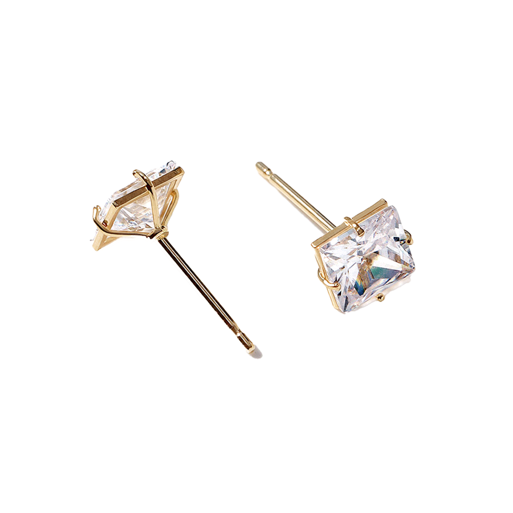 GOLD SQUARE CZ CASTING EARRINGS & VOLUME BUTTERFLY BACK CLUTCH