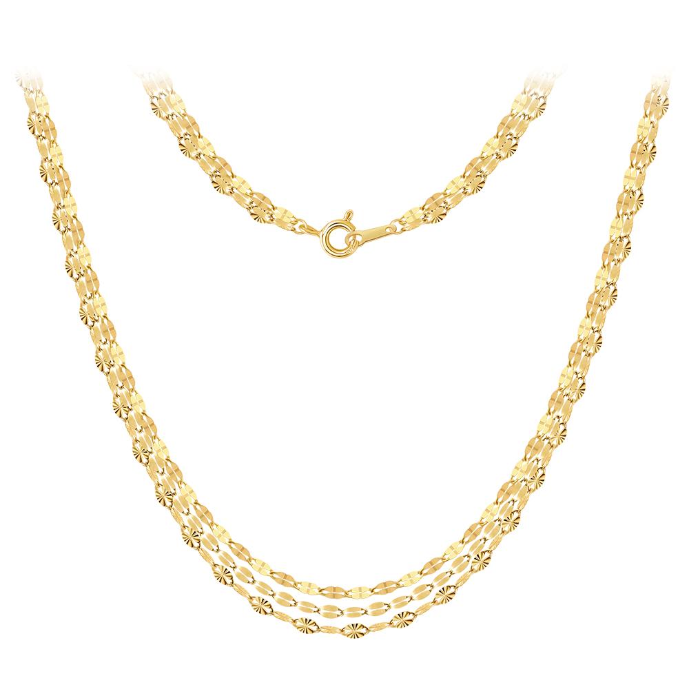 GOLD JJR MIRROR FLAT CABLE CHAIN NECKLACE & BRACELET