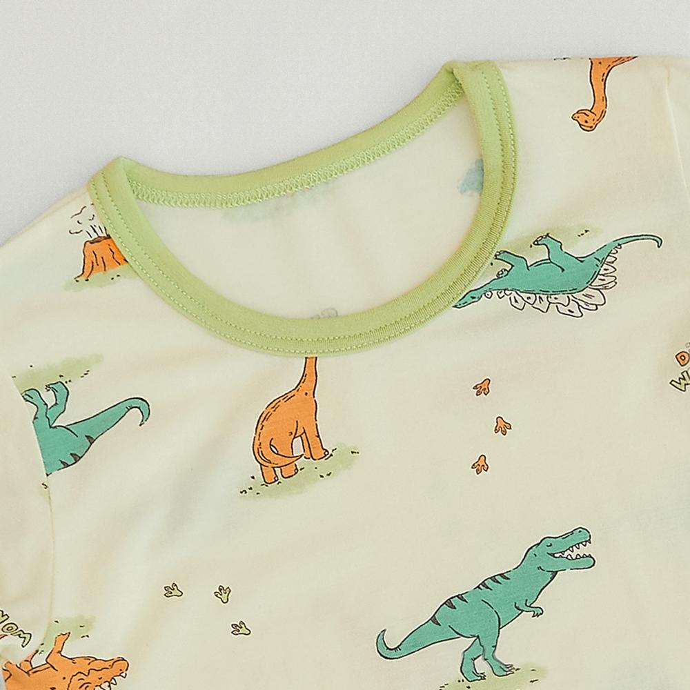 kids wear 40S 3/4 length modal <GREEN DINO>