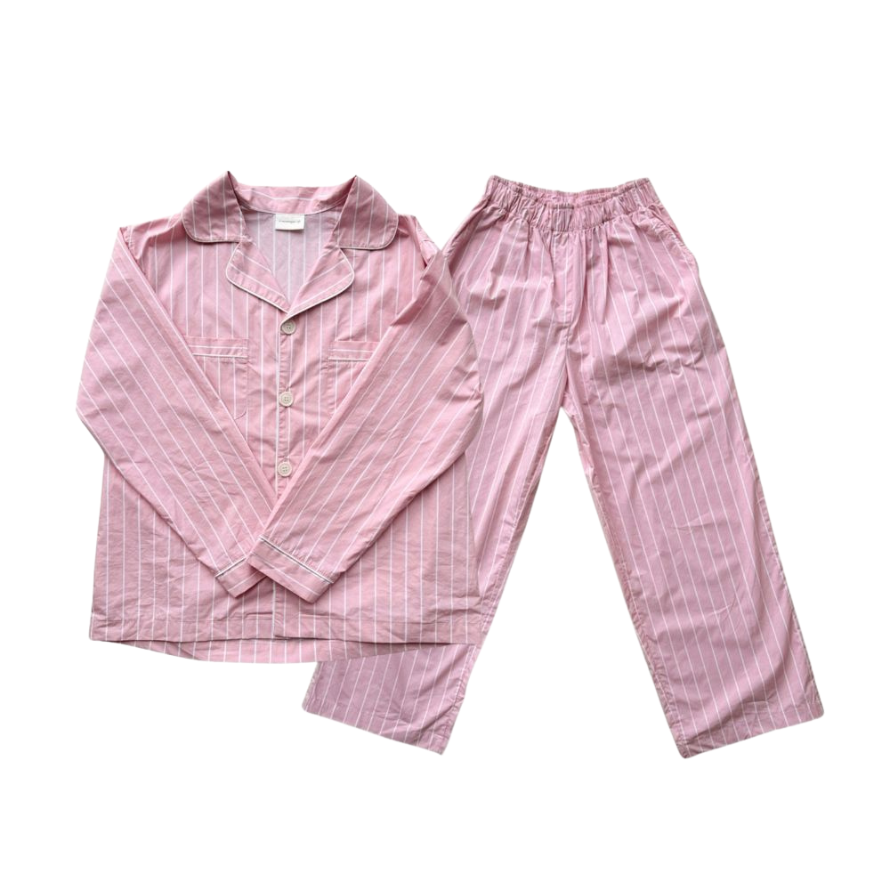 French Stripe Cotton Long Sleeves Pajama Set