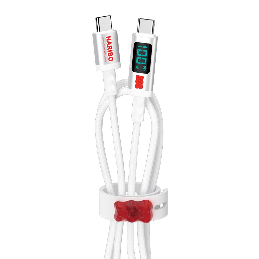 Haribo 100W Type-C Cable LCD Display Super Fast Charging High-Speed Data Transfer 1.5m Tangle-Free